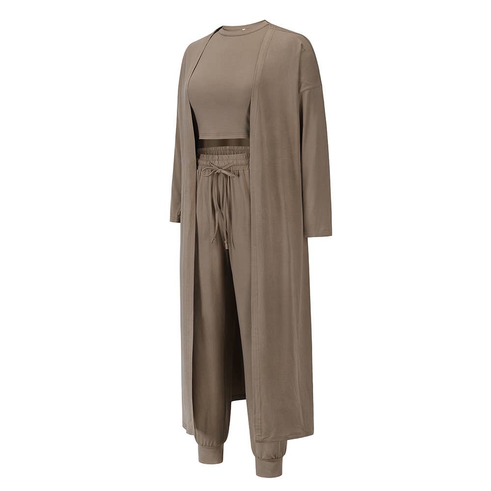 Three-piece set of vest,long pants and cardigan