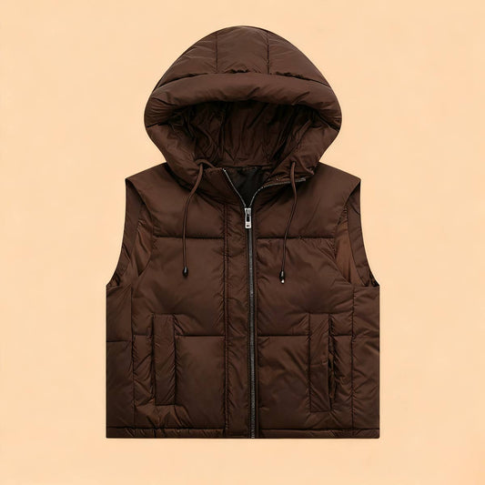 Solid-color simple and casual hooded vest jacket