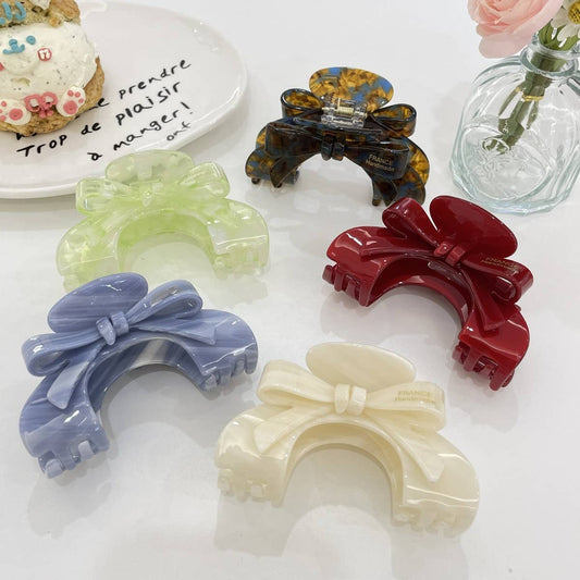 CWAHA1535_TEMPERAMENT SEMICIRCLE 3D BOW HAIR CLAW CLIP