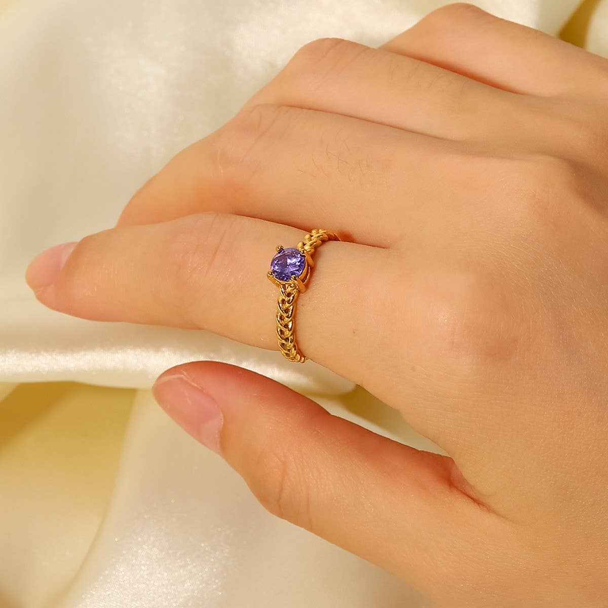 ZIRCON INLAY RINGS ADJUSTABLE TITANIUM STEEL RINGS_CWAJE1238