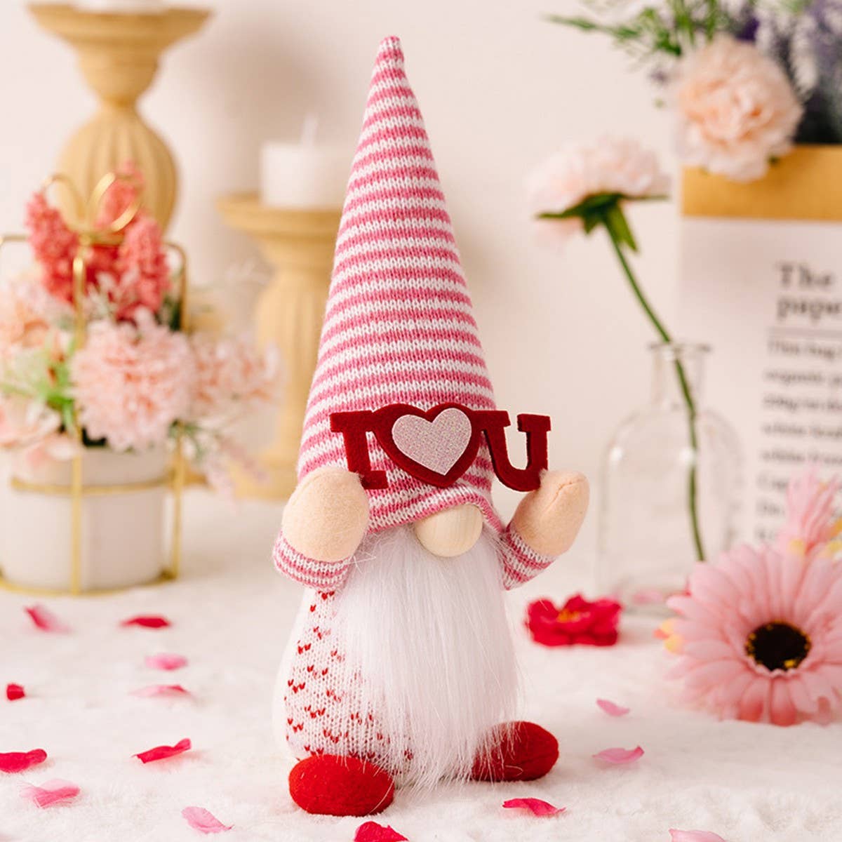 CWMM10273_VALENTINE PINK GNOME COUPLE PLUSH FIGURINE
