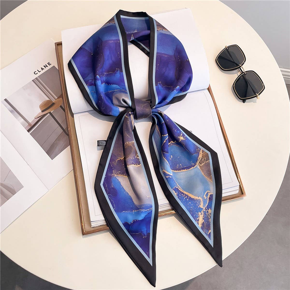 LETTER PRINT DOUBLE LAYER  HEAD SCARF