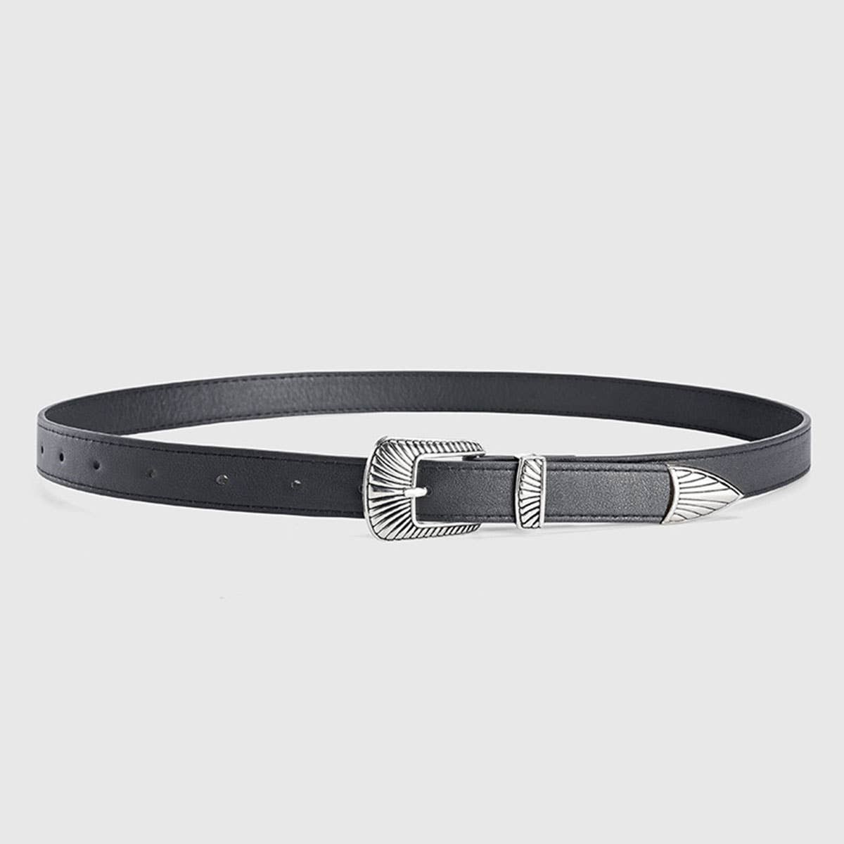 Retro silver buckle simple and versatile belt