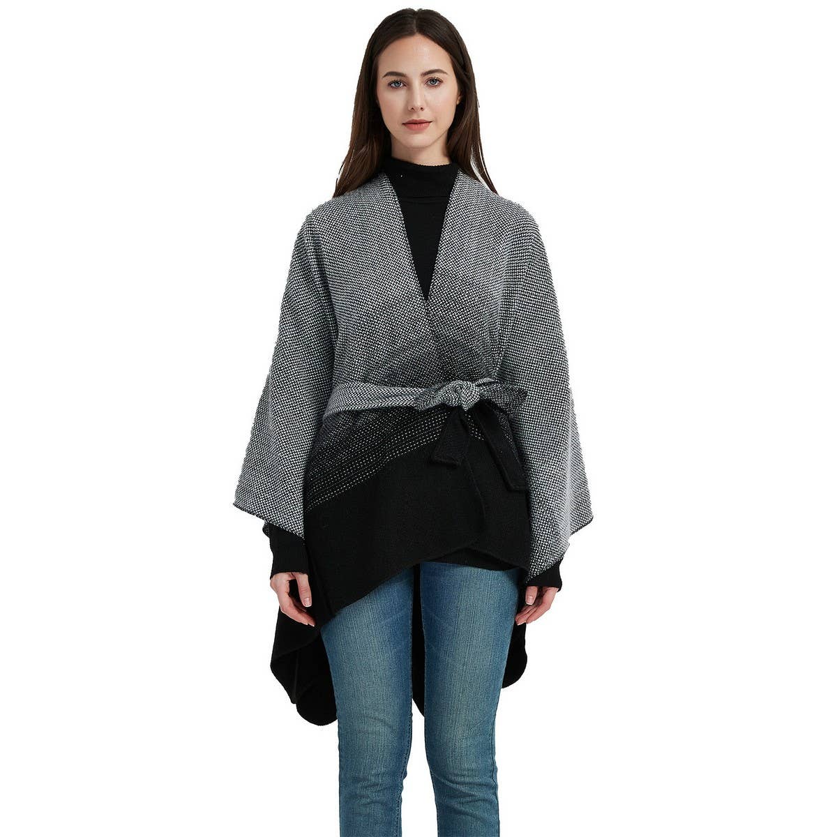 GRADIENT CARDIGAN WARM SHAWL CLOAK