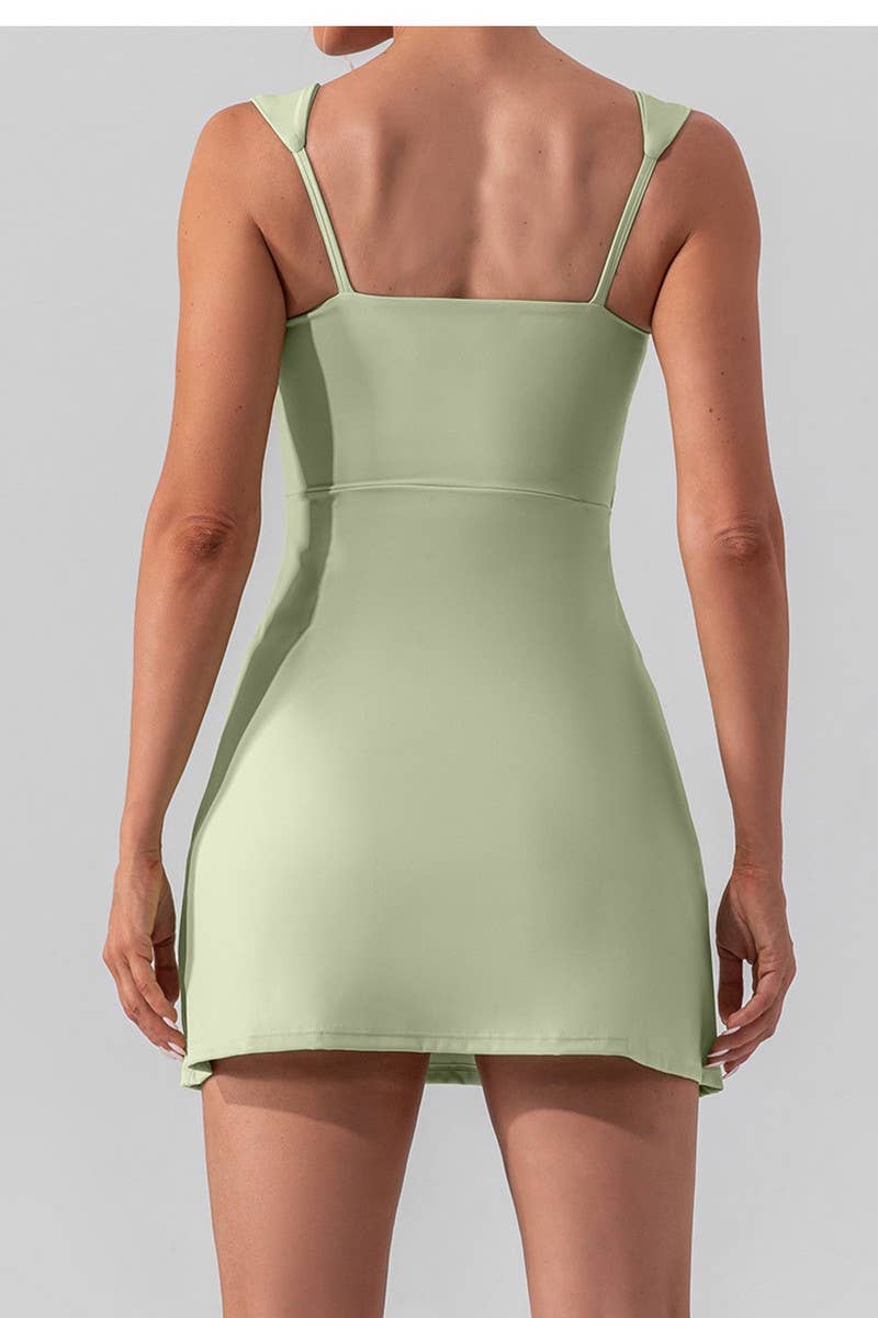 CWDSD3584_SOLID COLOR SEXY STRAP YOGA TENNIS ACTIVE DRESS