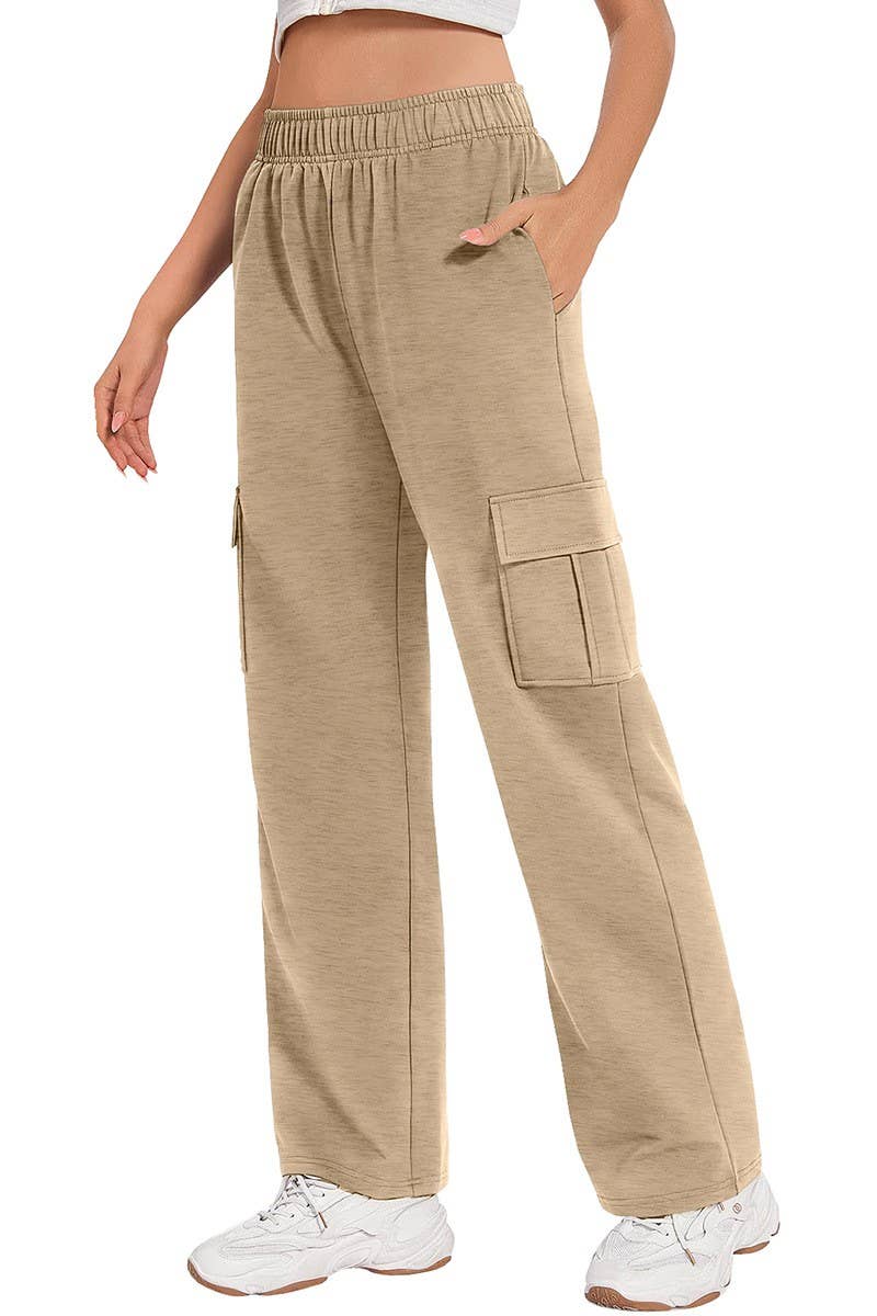 CWBLP1804_CASUAL LOOSE ELASTIC WAIST WIDE LEG PANTS