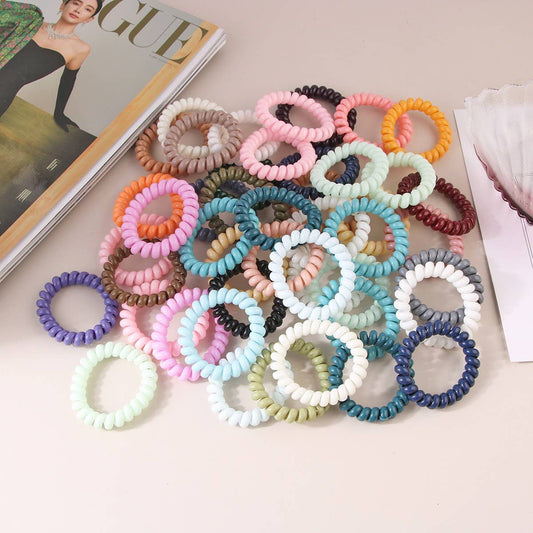 CWAHA1379_SIMPLE FROSTED PHONE CORD HAIR TIE