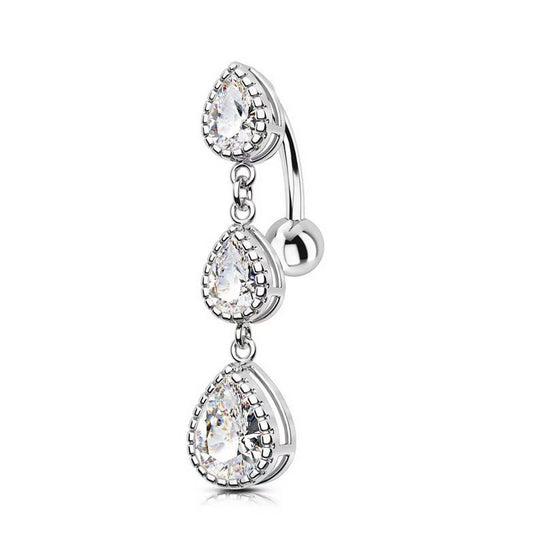 Teardrop Zircon Belly Button Ring for Women