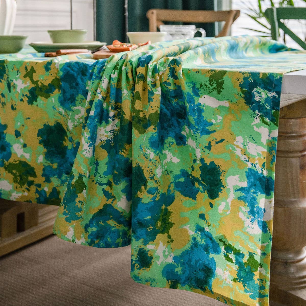 TIE-DYE CAMOUFLAGE PRINTED PASTORAL TABLECLOTH