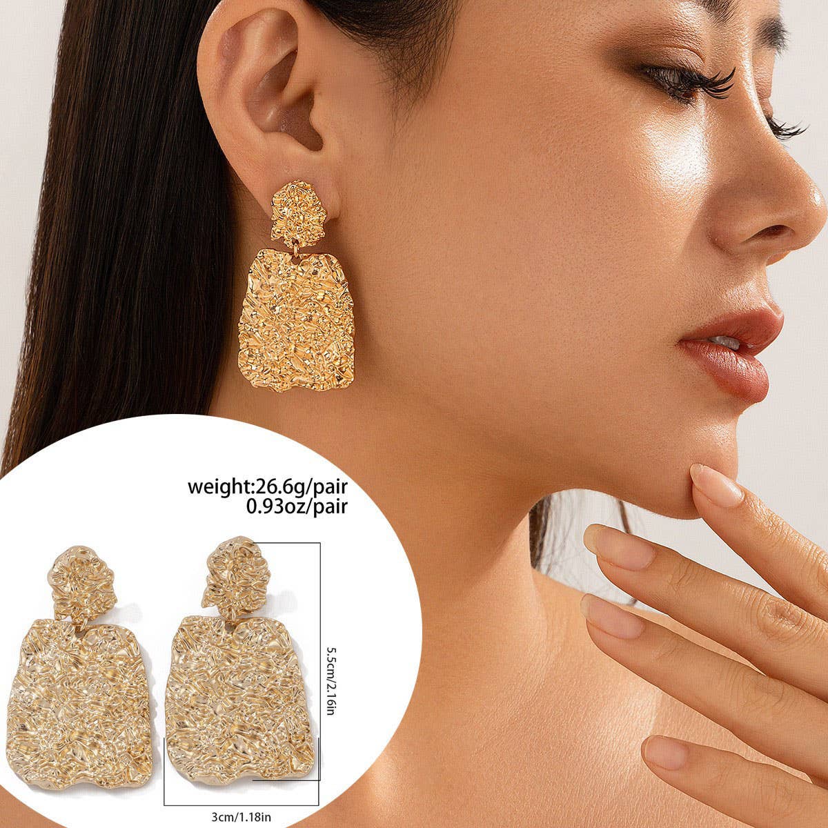 FASHION PERSONALITY COOL STYLE PLEATED EARRINGS_CWMM3197