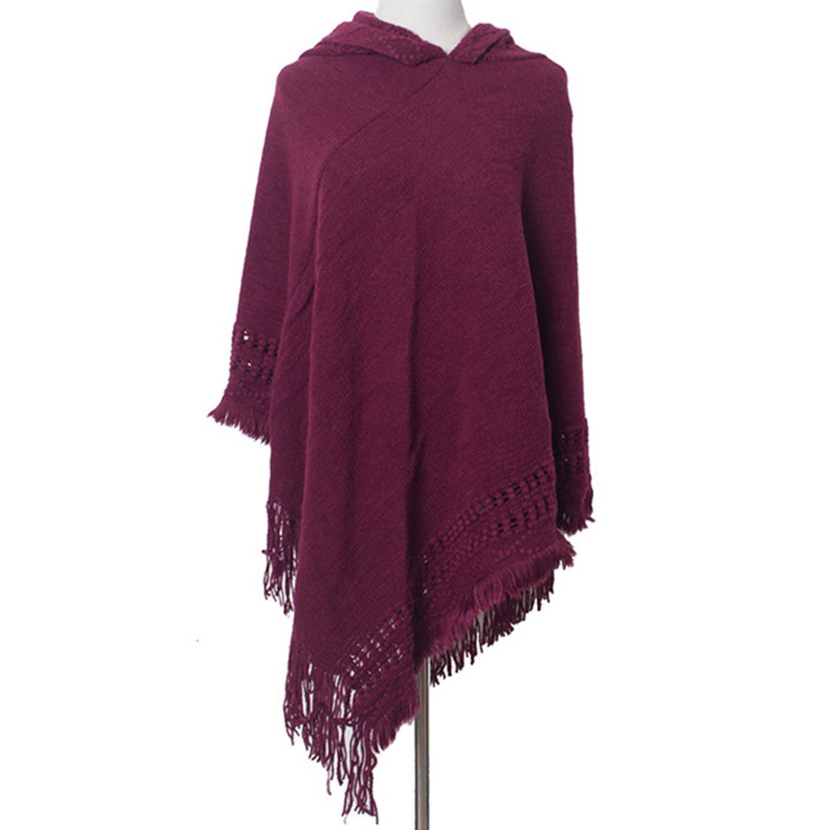 WOMEN SOFT PULLOVER PONCHO SWEATER CAPE WITH HOOD