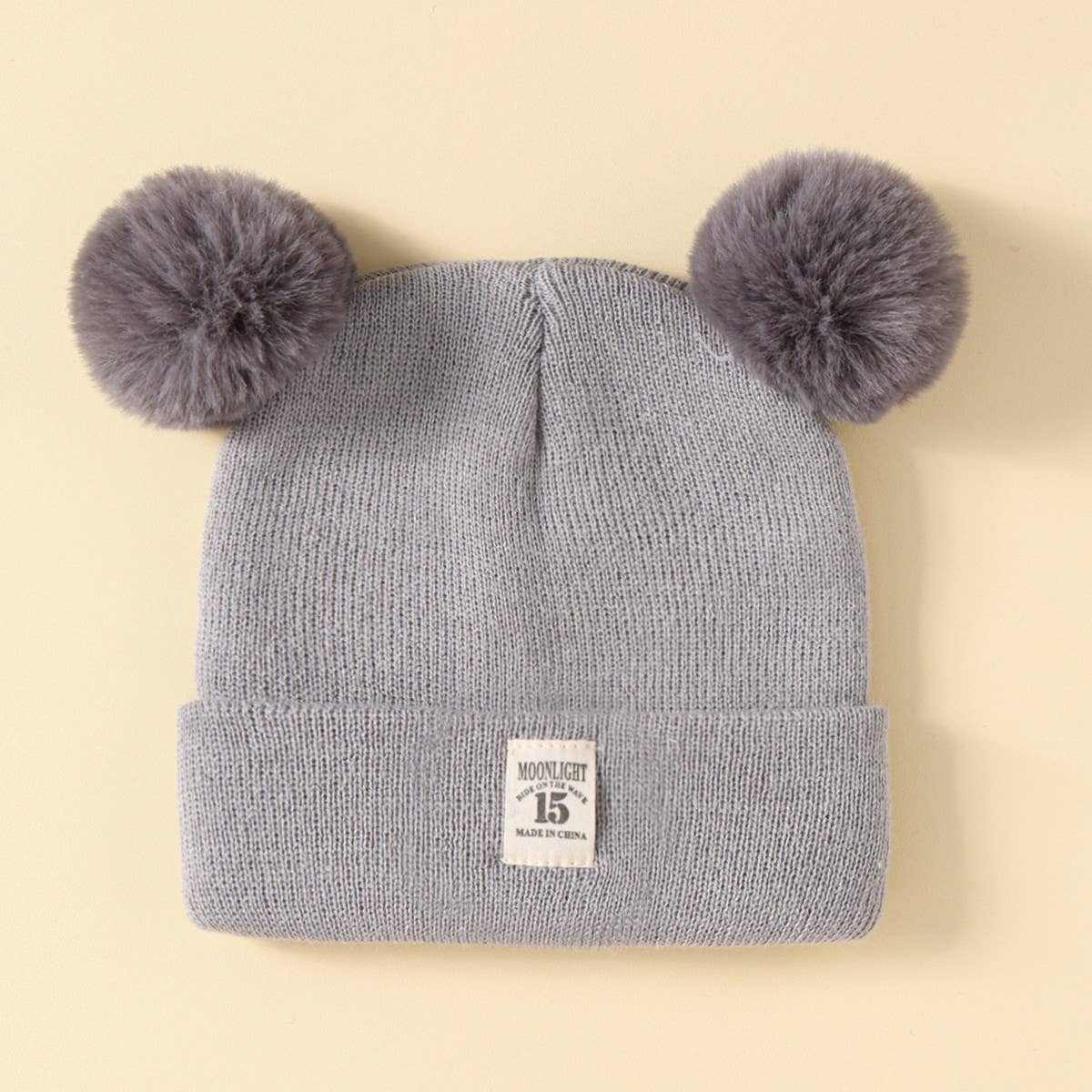 SOLID COLOR CHILDREN'S DOUBLE BALL KNITTED HAT_CWAH1742