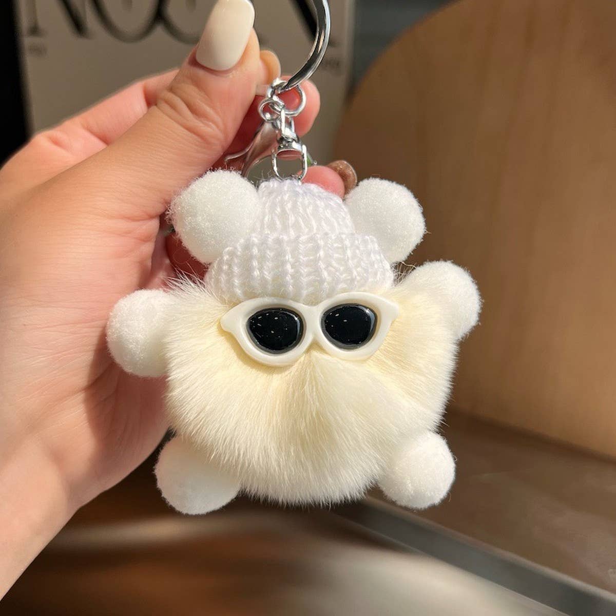 CUTE RABBIT FUR BRIQUETTES CAR KEYCHAIN PENDANT