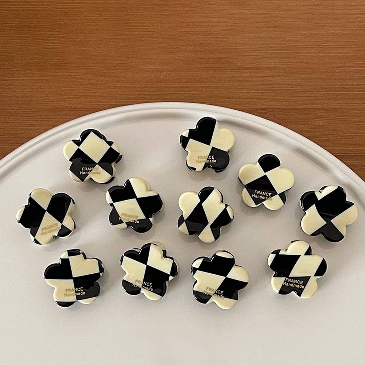 Ink Brown Floral Mini Hair Claw - Retro Bang Clip