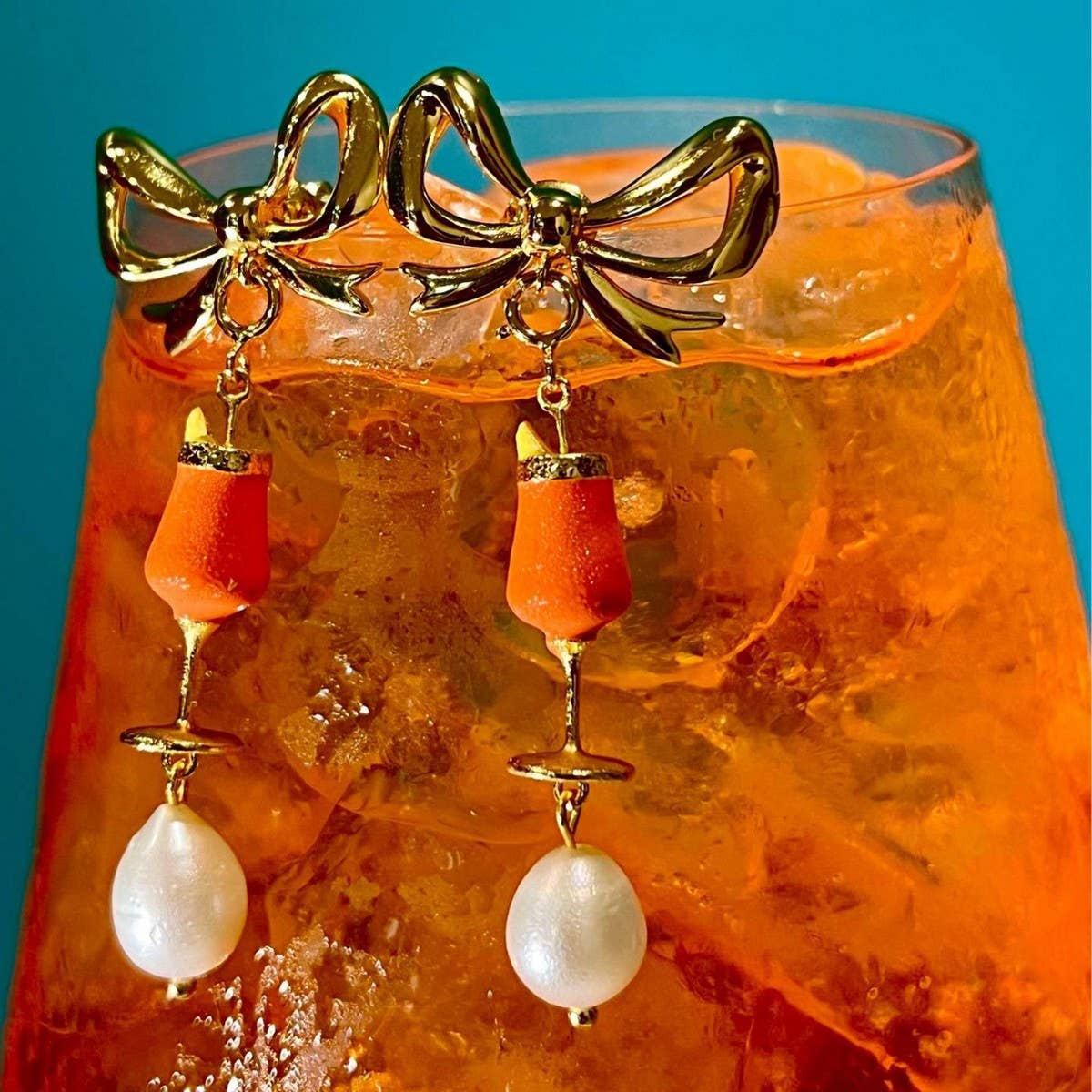 Fashionable Vegetable Wine Glass Pearl Earrings