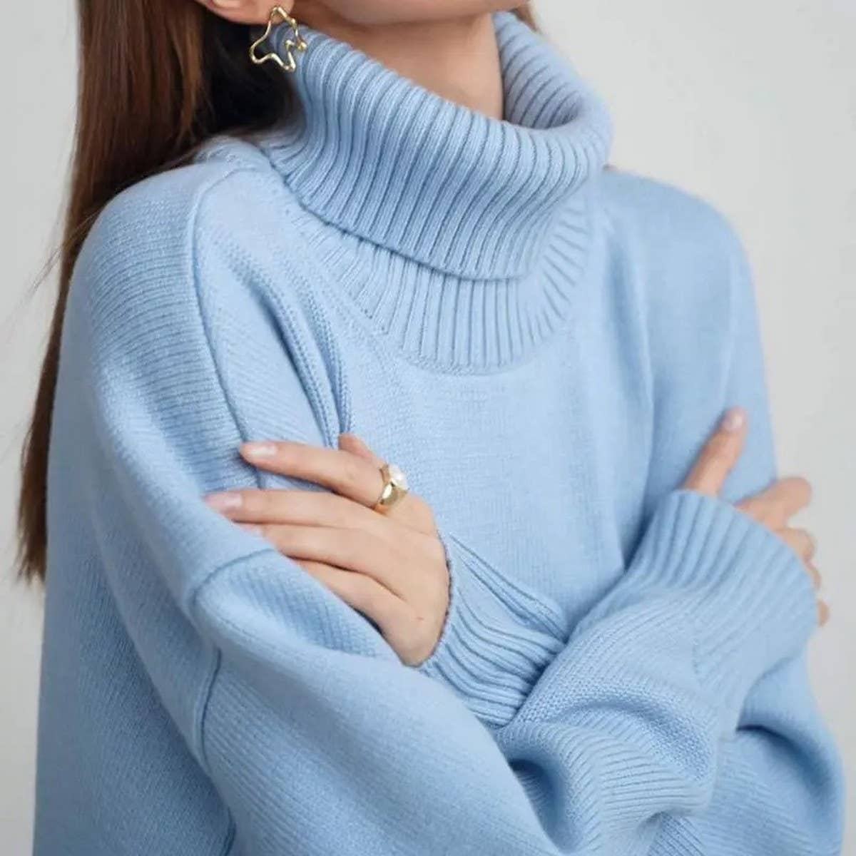 Women's Solid Turtleneck Knit Sweater
