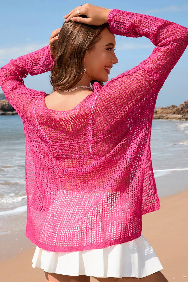 SOLID LONG SLEEVE SLIT KNITTED COVER UPS_CWTSTL1071