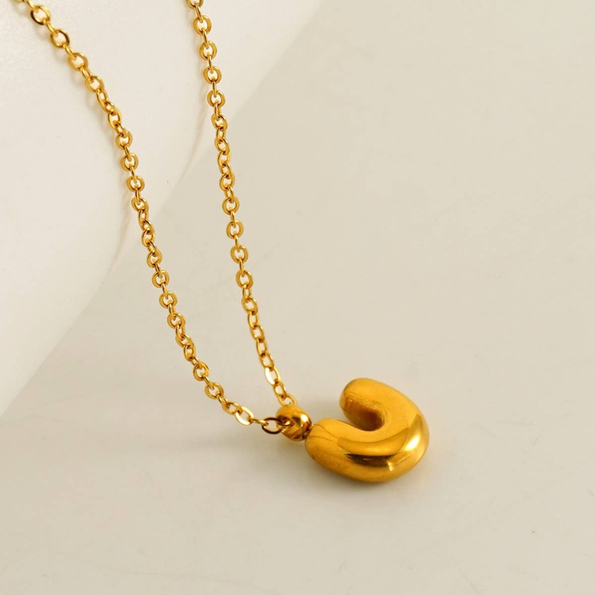 CWAJE1939_Mini Simple Bubble Letter Necklace,Gold