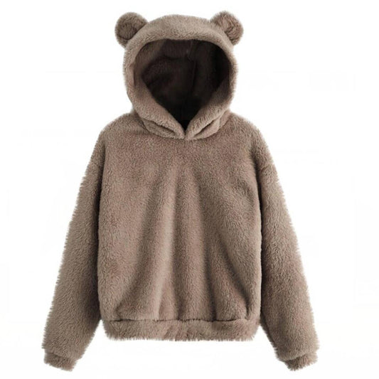 Fluffy Rabbit Ears Hooded Warm Sweater Hoodie
