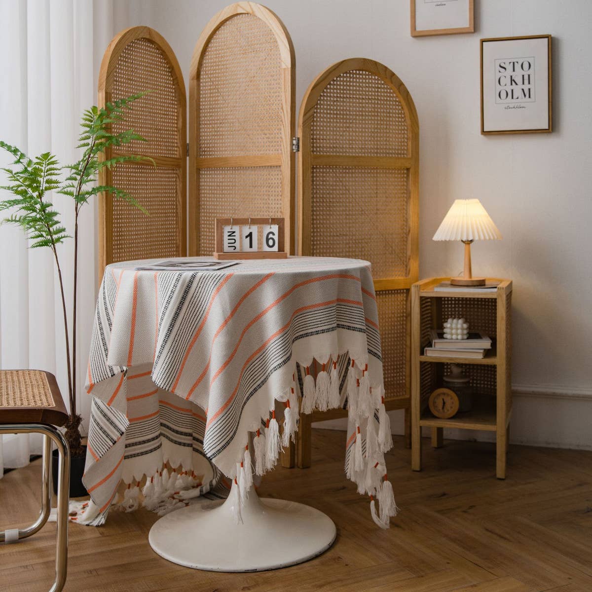 TASSEL CASUAL STRIPED TABLECLOTH
