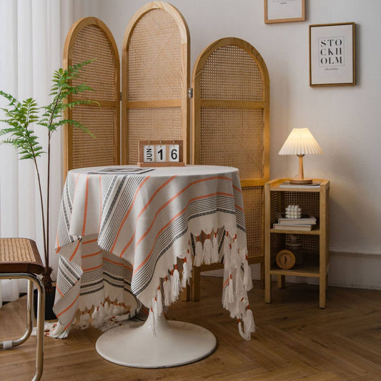 TASSEL CASUAL STRIPED TABLECLOTH