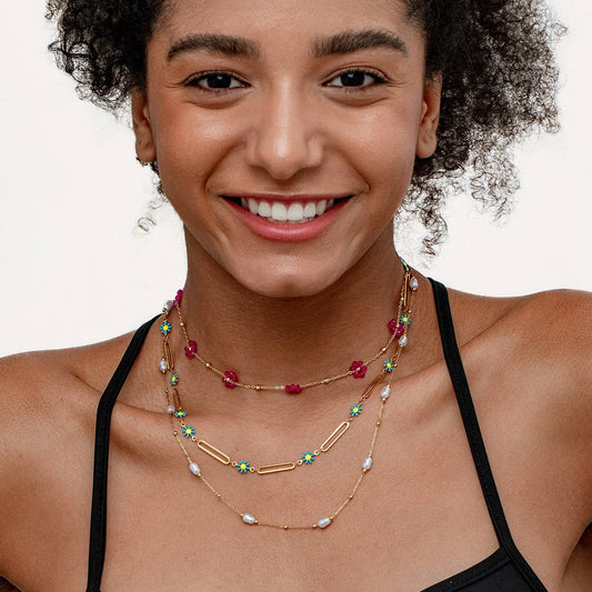 COLORFUL BEADED NECKLACE DOPAMINE CLAVICLE CHAIN