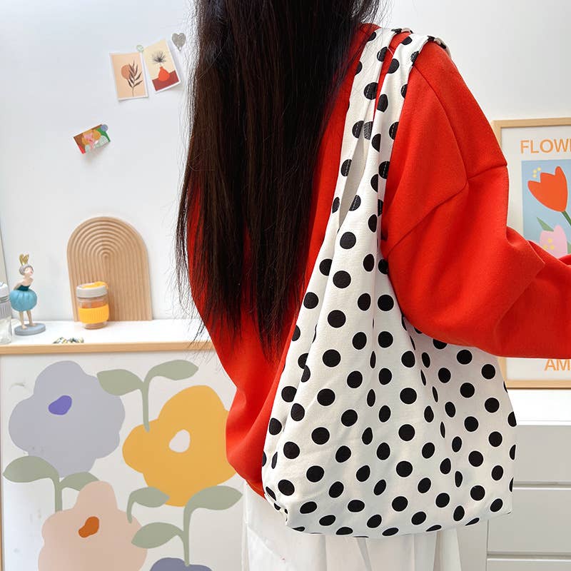 Polka dot single-shoulder bag simple canvas bag