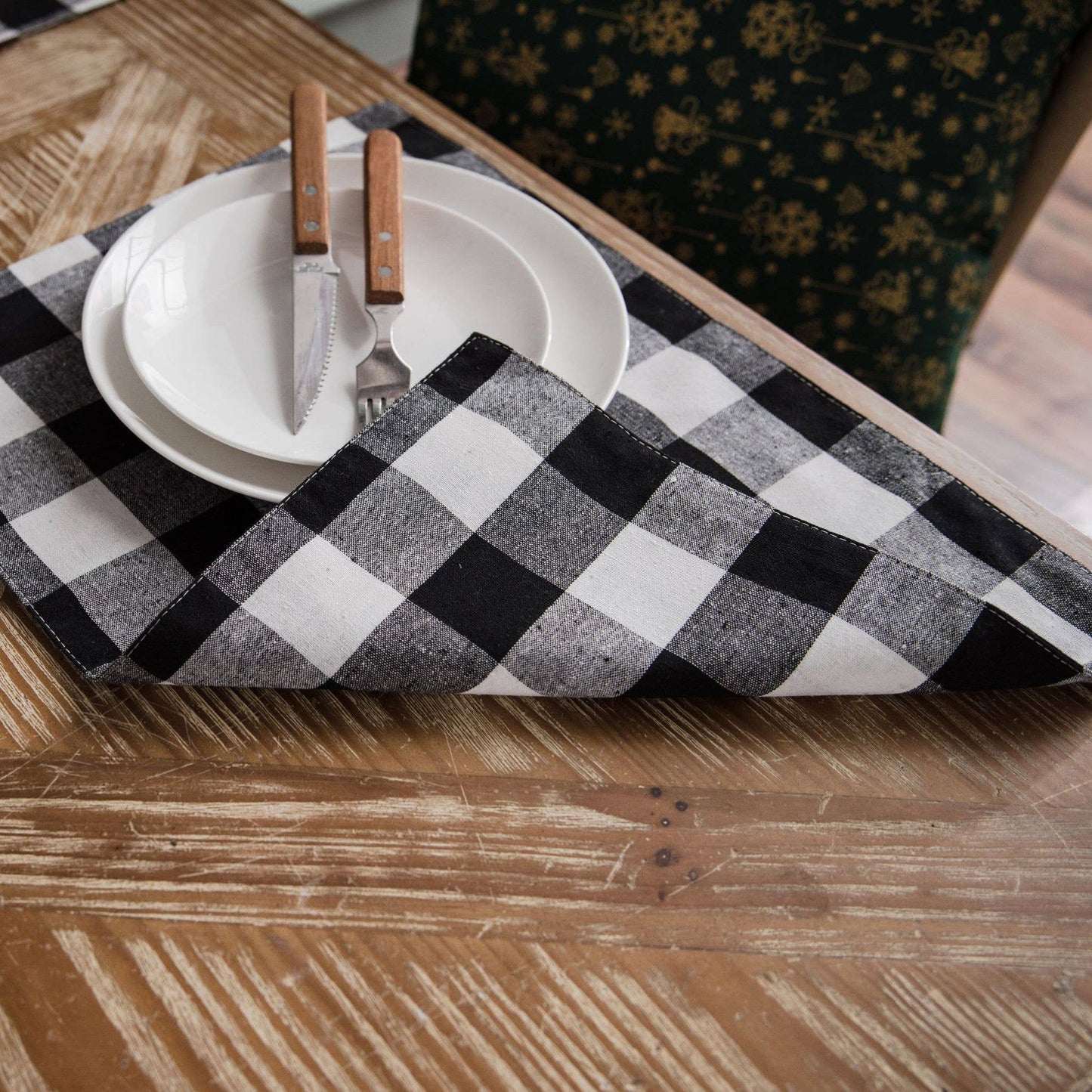 PLAID PATTERNED KITCHEN TABLE RUNNER_CWMM0031
