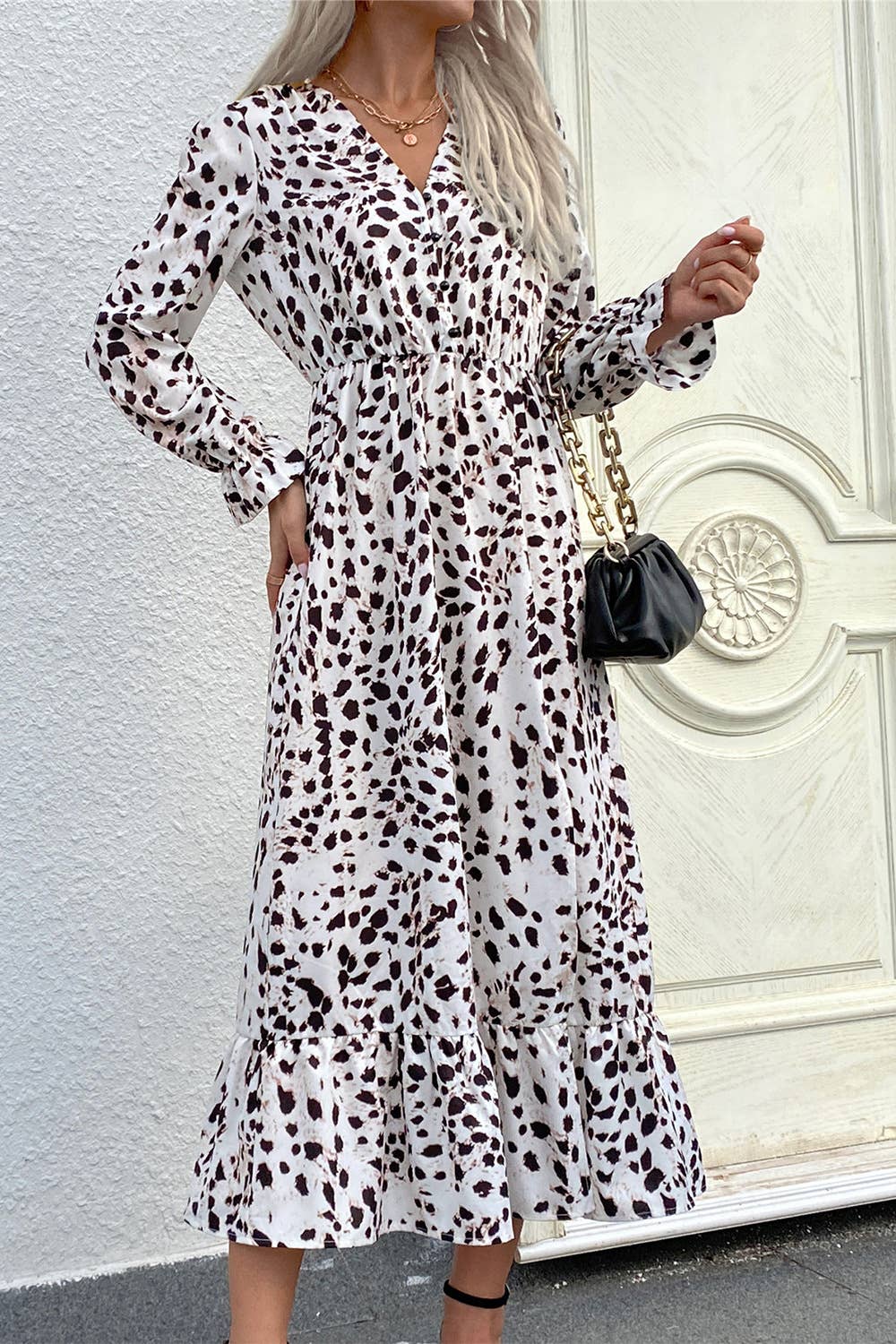 FASHION CLASSIC V-NECK SPLIT WAIST DRESS