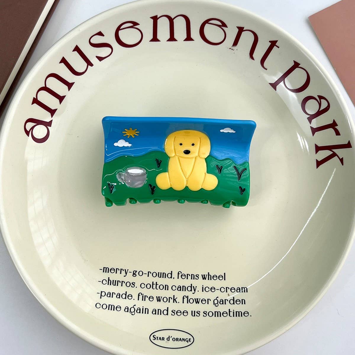 Colorblock Dog Acetate Hair Claw Cute Clip