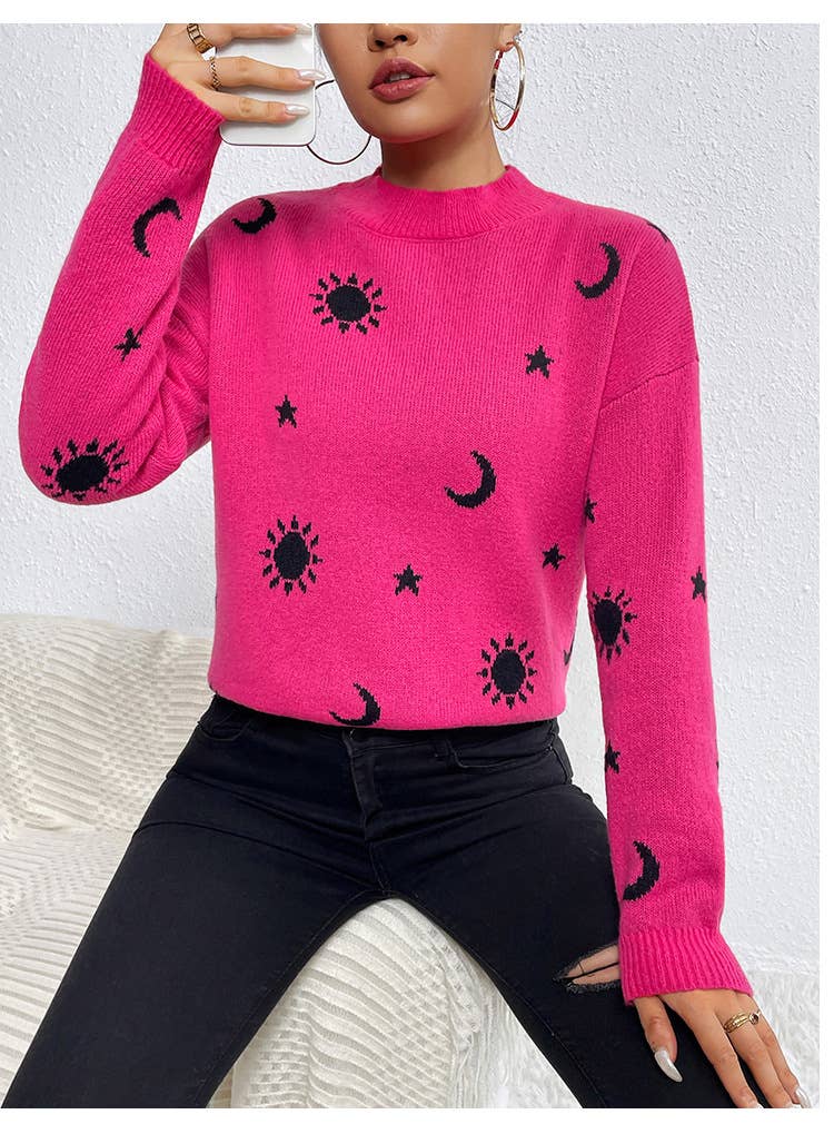 Skull Halloween jacquard crewneck pullover sweater