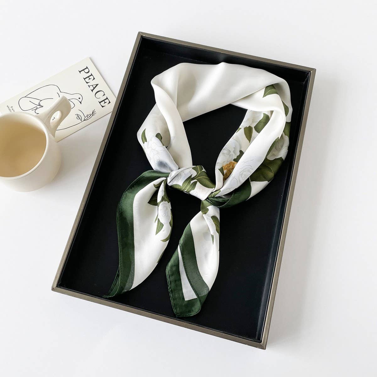 Letter Print Satin Square Scarf for Women