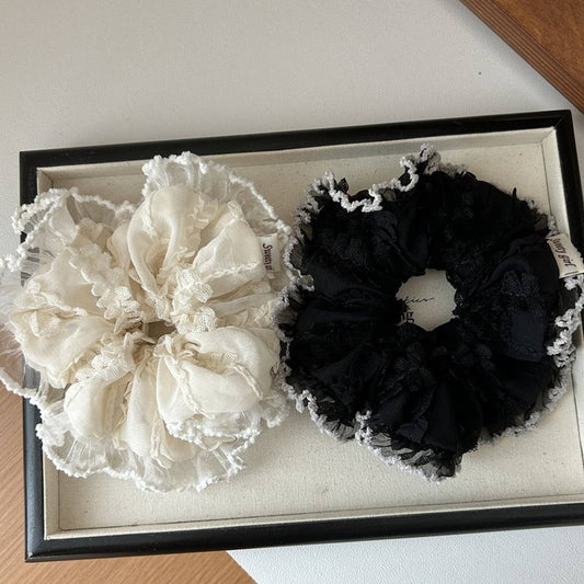 WHITE ATMOSPHERE LARGE INTESTINE HAIR SCRUNCHIES