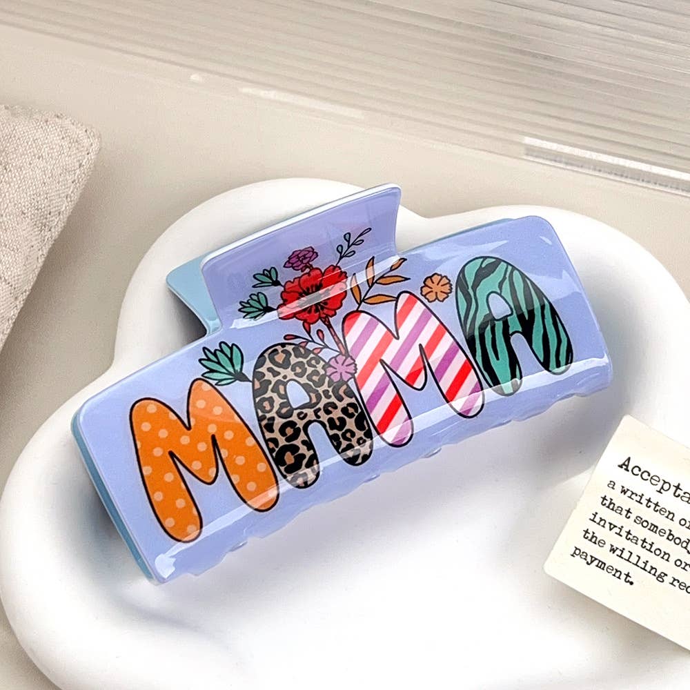 Flower rainbow acrylic large square shark clip