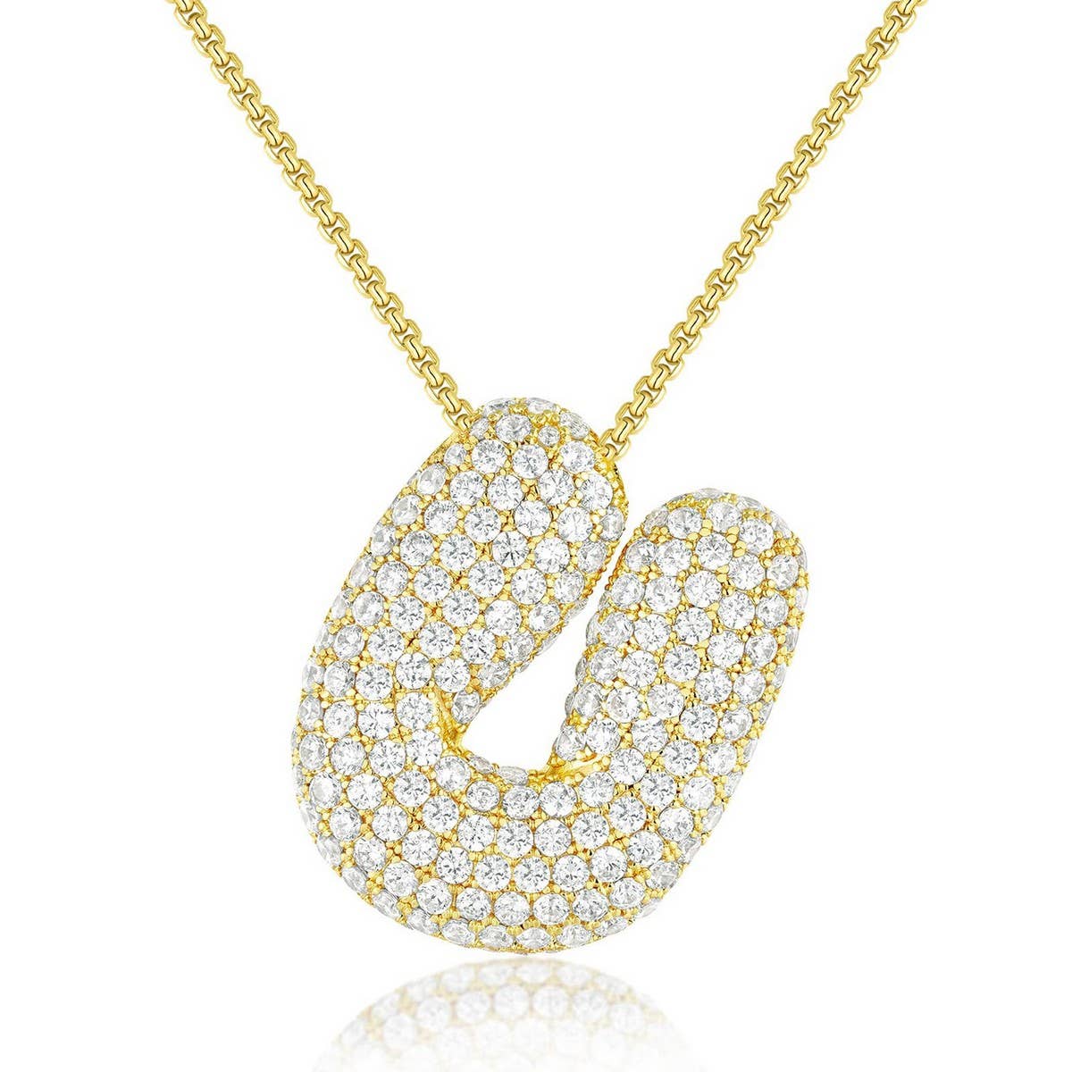 Fashionable Pendant Necklace - Zirconia Letters