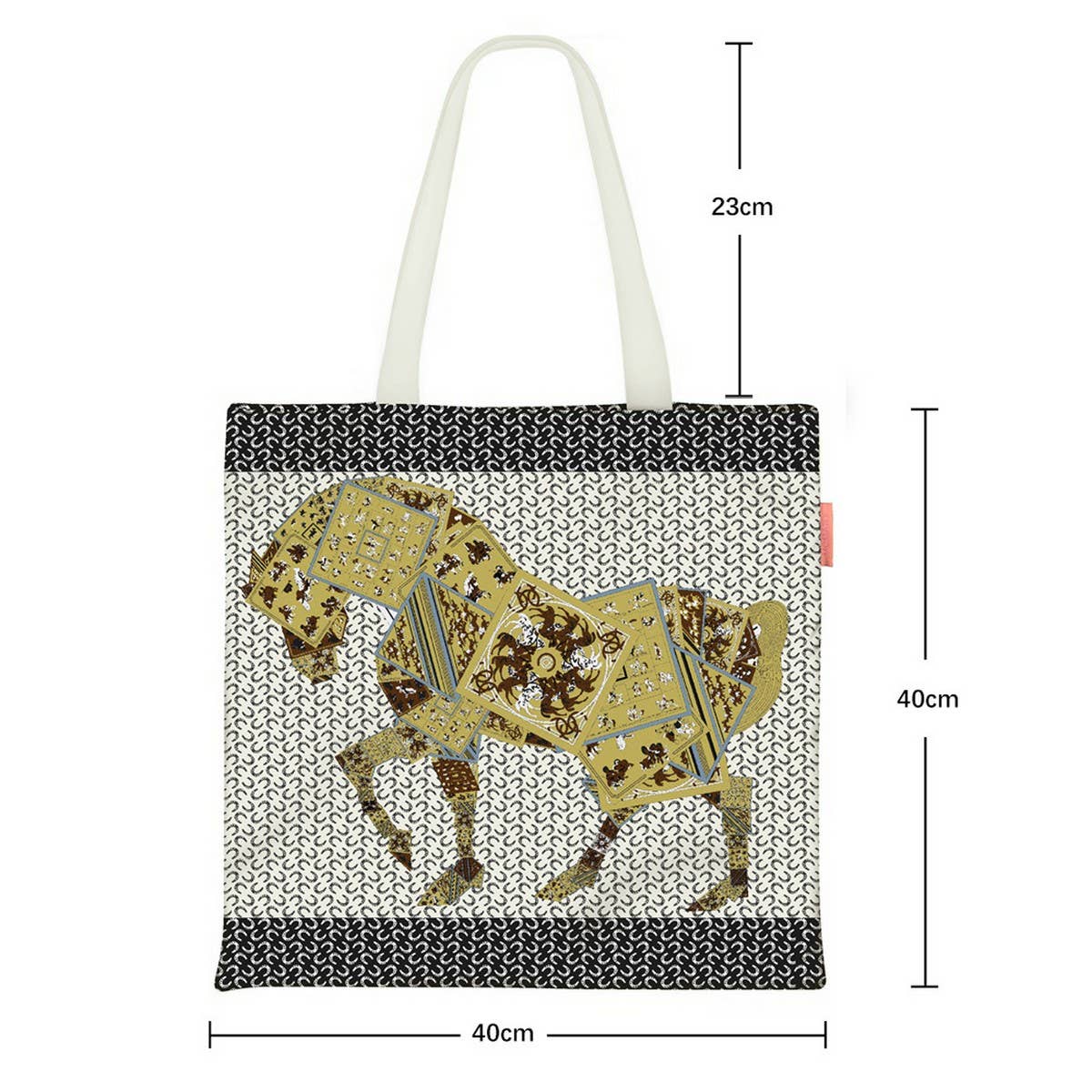 Large Canvas Tote with Horse & Poker Design_CWAB5134