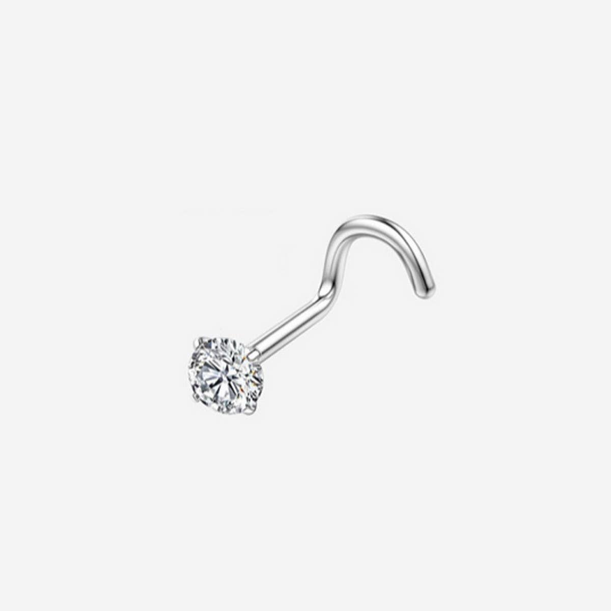 Steel Nose Stud with 5A Zircon on  Straight Bar_CWMM9600