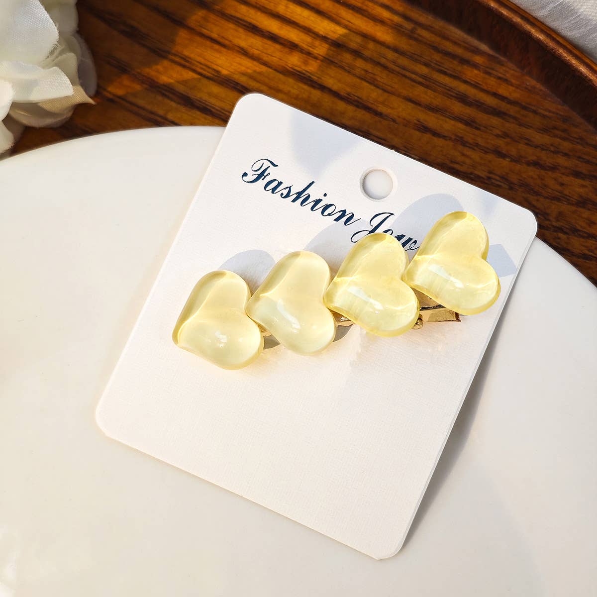 Colorful ice glitter pink heart-shaped hair clip