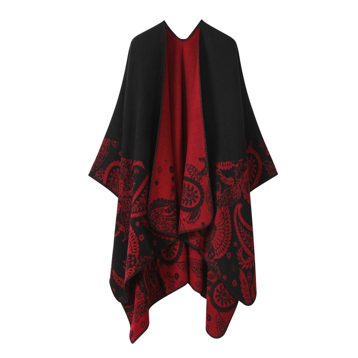 CASHEW FLOWER SHAWL SLIT CAPE DOUBLE-SIDED SCARF_CWASC2222