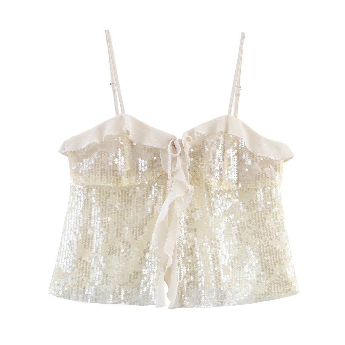 Sequin Sleeveless Crop Cami Top for Women