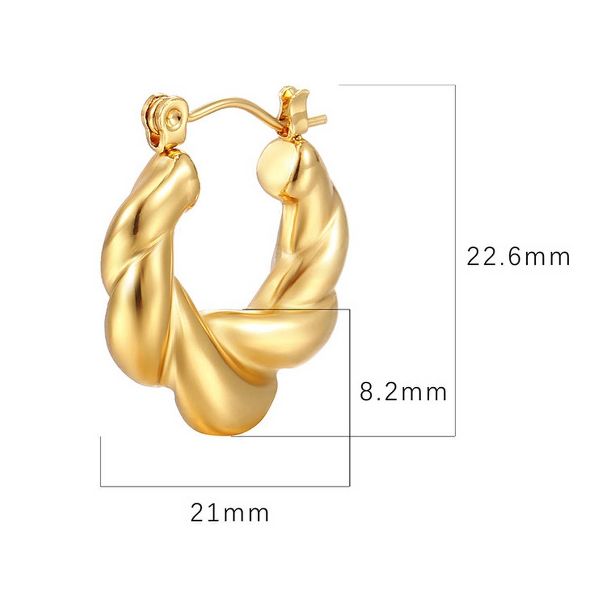 18K GOLD ROUND CHUNKY TWISTED HOOP EARRINGS_CWAJE0562