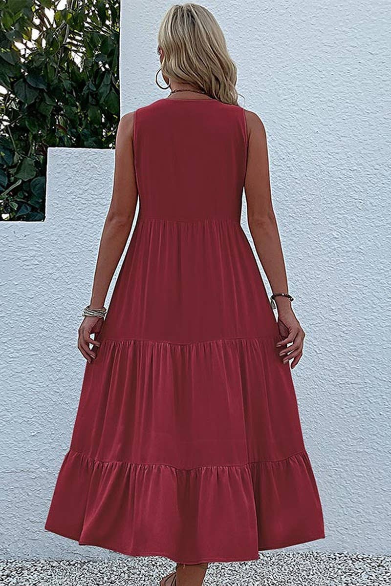 SLEEVELESS LOOSE CASUAL SOLID COLOR DRESS_CWDSD2822