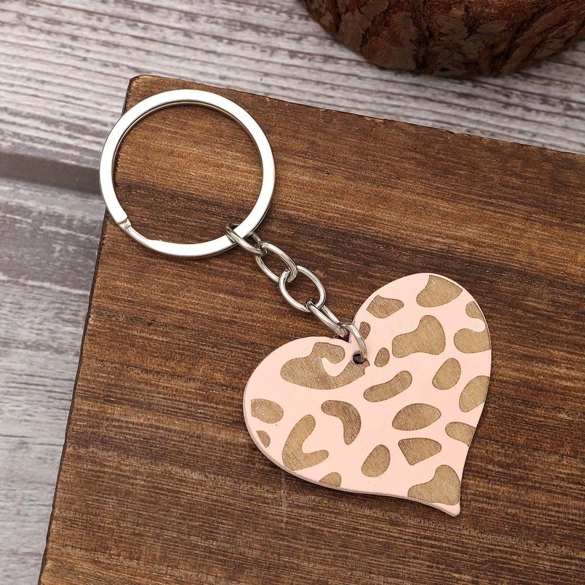 HEART SHAPED WOODEN KEYCHAIN PENDANT