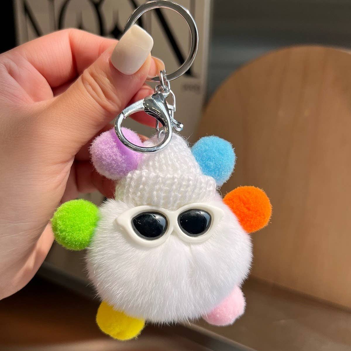 CUTE RABBIT FUR BRIQUETTES CAR KEYCHAIN PENDANT