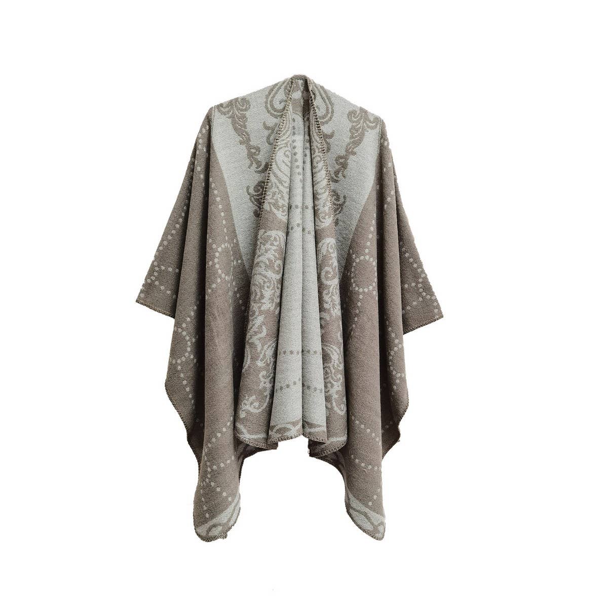 WOMEN COLOR BLOCK SHAWL WRAP OPEN FRONT PONCHO