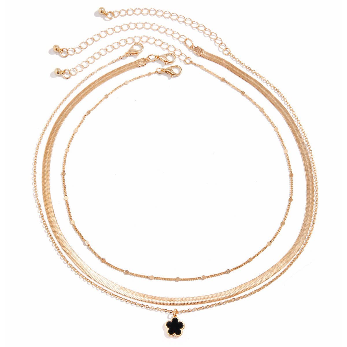 FIVE LEAF GRASS COLORFUL SNAKE BONE CHAIN NECKLACE