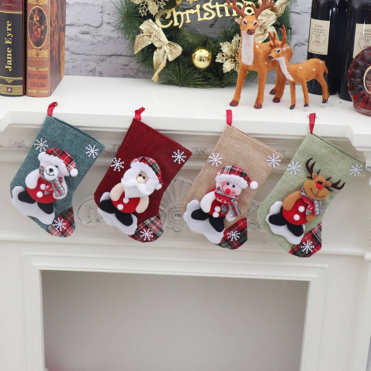 SANTA CLAUS SNOWMAN SOCKS GIFT CHRISTMAS BAG