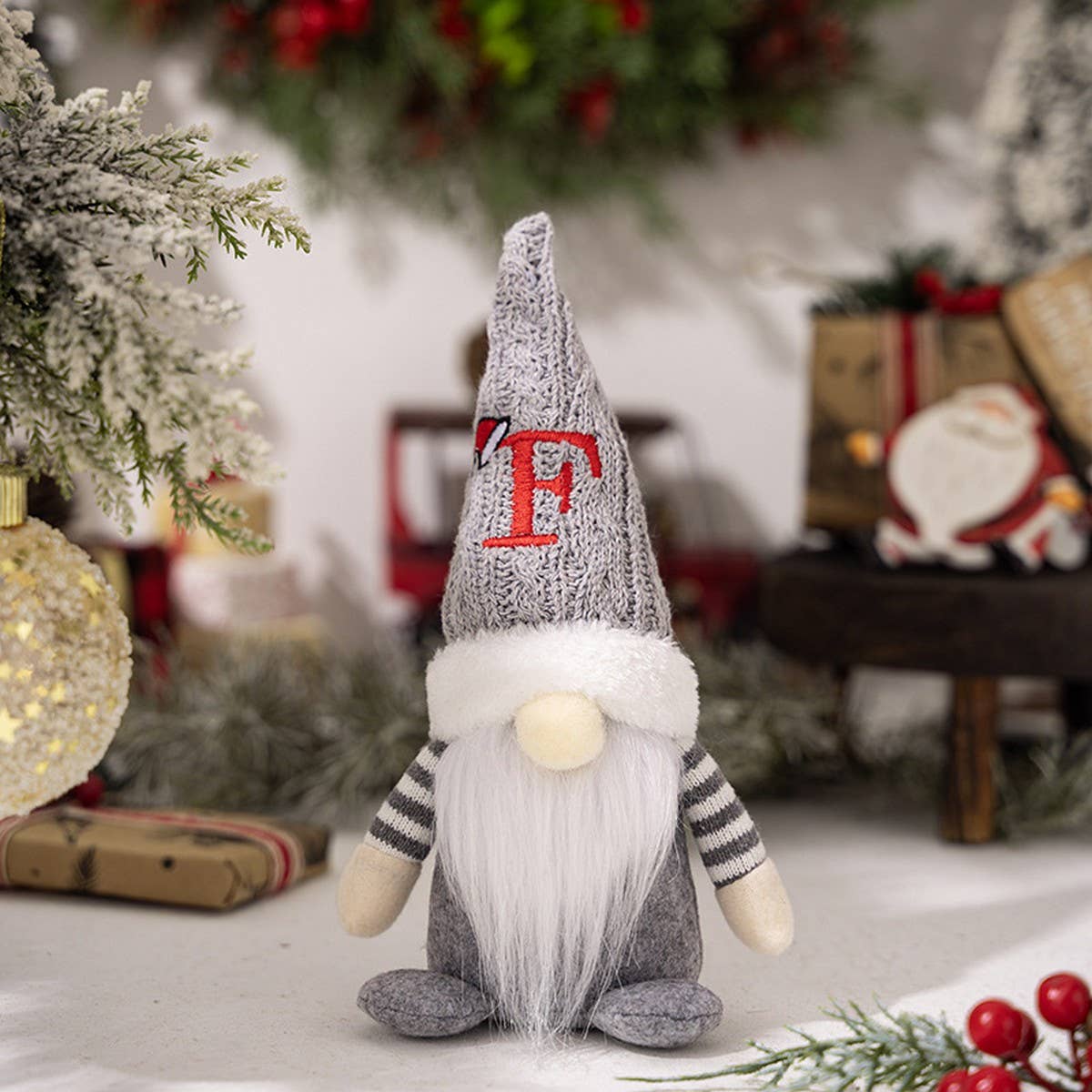 CWMM10338_CHRISTMAS KNITTED HAT GNOME RUDOLPH ORNAMENT