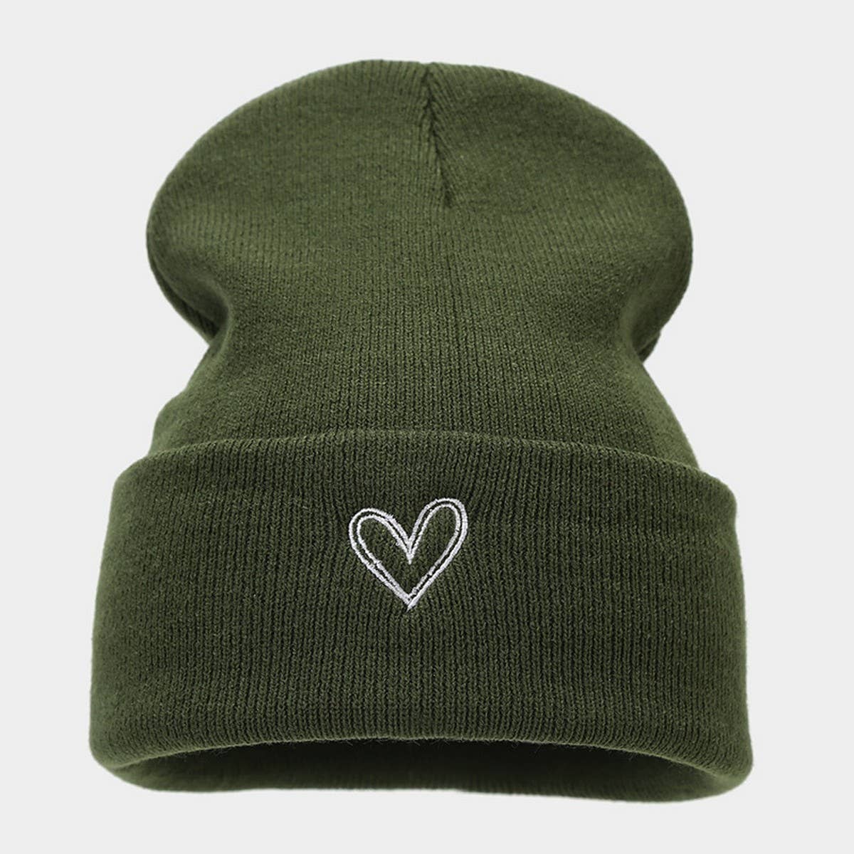 HEART EMBROIDERY ACRYLIC KNITTED HAT_CWAH2082
