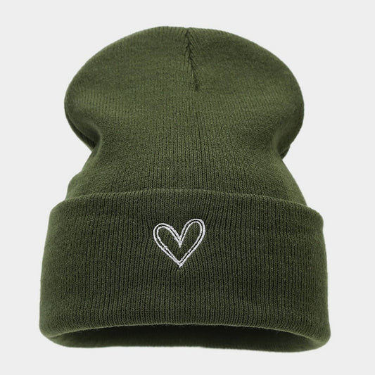 HEART EMBROIDERY ACRYLIC KNITTED HAT_CWAH2082